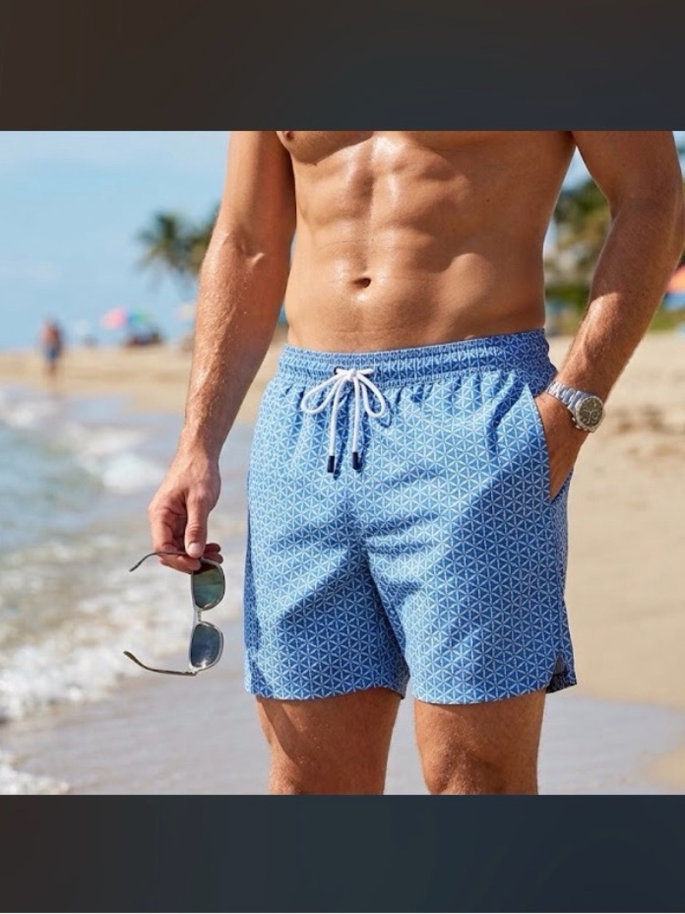 PETER MILLAR Crown Seaside Blue Swim Trunks Size Small